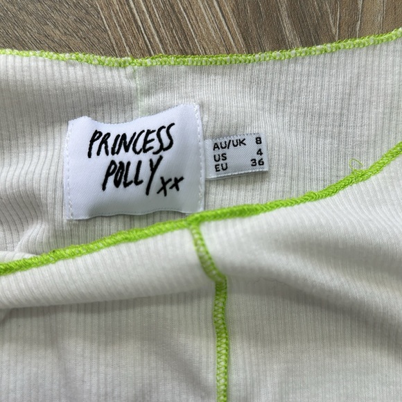 Whit princess polly tshirt with neon green stitching. Never worn - Picture 2 of 3